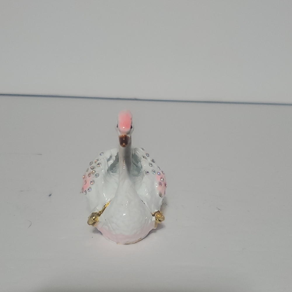 Elegant White and Pink Swan Trinket Box - Picture 2 of 9